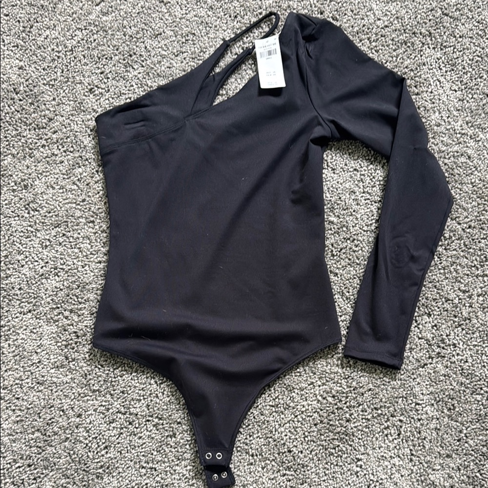 Abercrombie & Fitch Black One-Shoulder Bodysuit Top